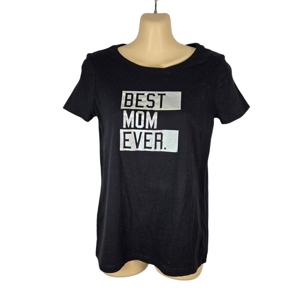 The Children's Place Black Best Mom Ever Graphic T-Shirt Small Cotton S Women